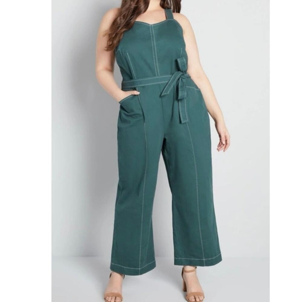 Modcloth A Solid Plan Jumpsuit In June Bug Size 1x - image 1
